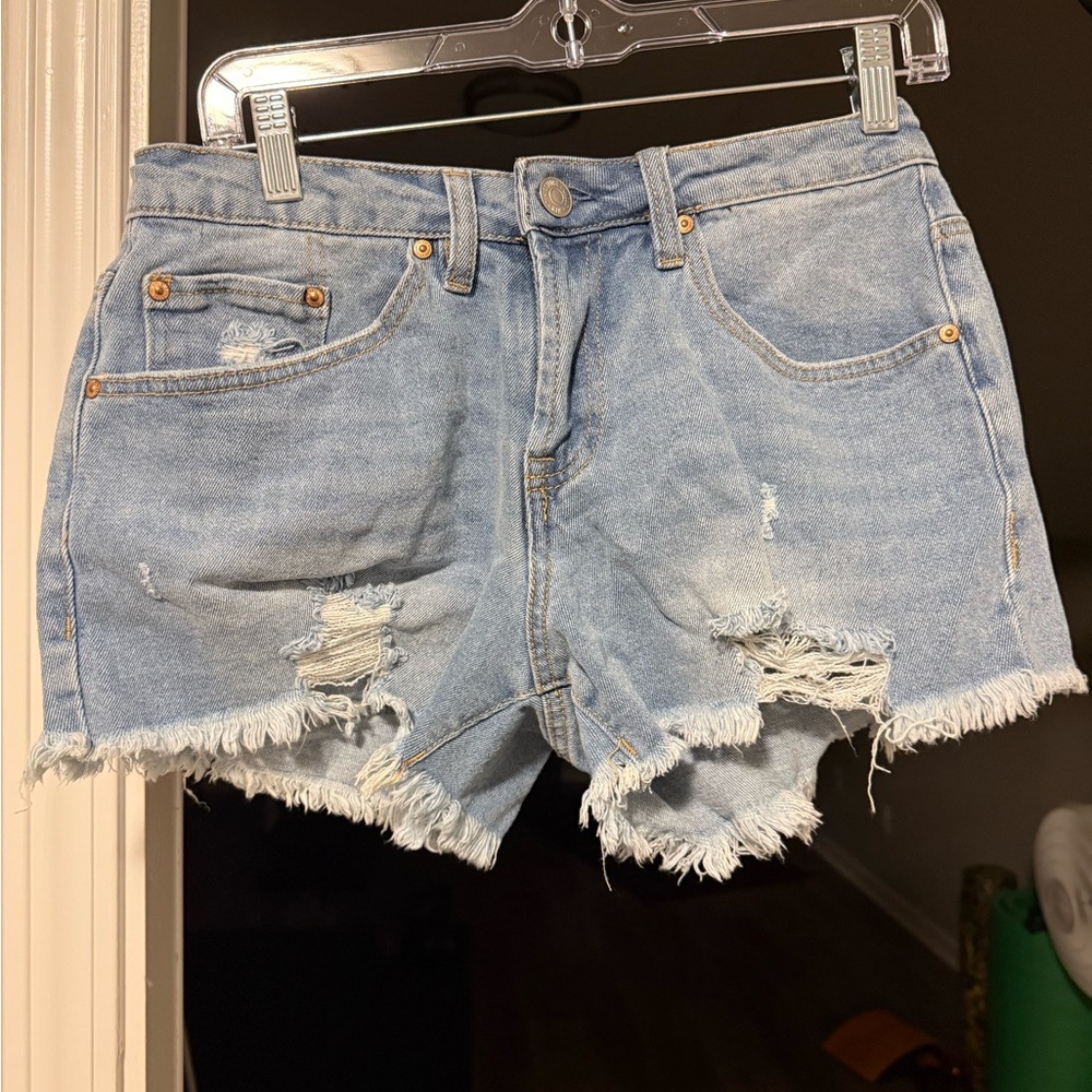 Almost Famous Light Blue Distressed Jean Shorts